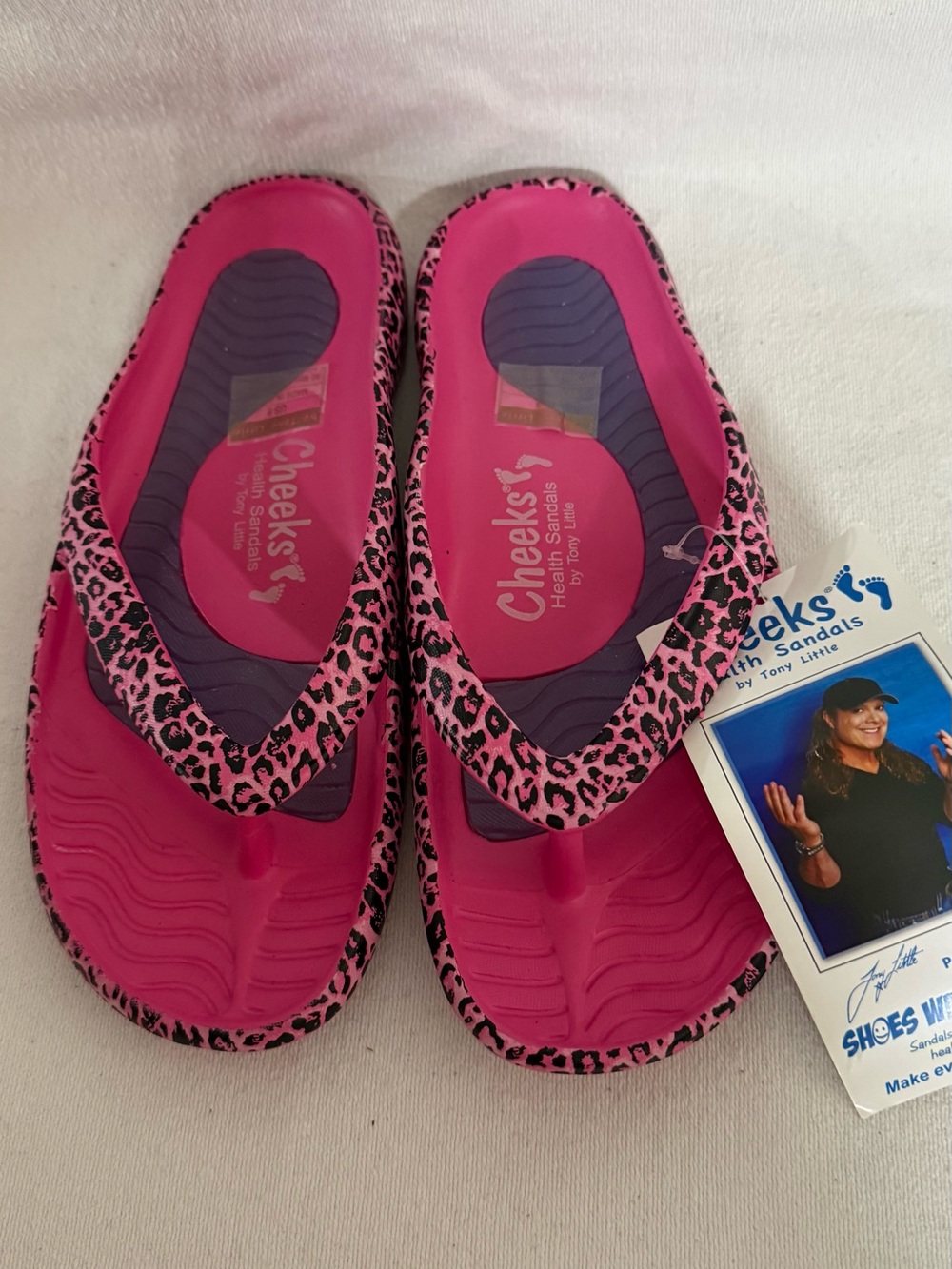 Cheeks Women's Pink Leopard Print Comfort Flip Sandals size 8